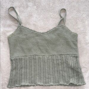 Abercrombie & Fitch Green Ribbed Cropped Camisole